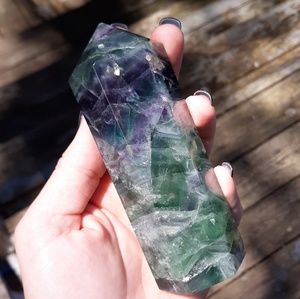 Rainbow Fluorite tower , wand , obelisk, point